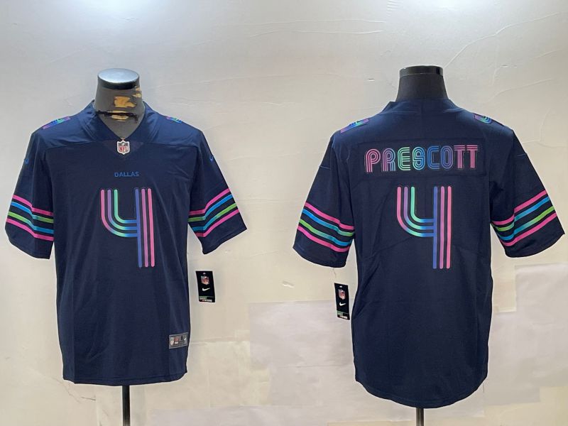 Men Dallas Cowboys #4 Prescott Blue City Edition 2024 Nike Limited NFL Jersey style 1